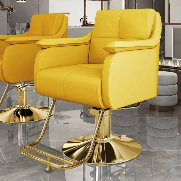 New Arrival Brown Saloon Chair Styling Barber Chairs Modern Salon Furniture Gold Barber Chair