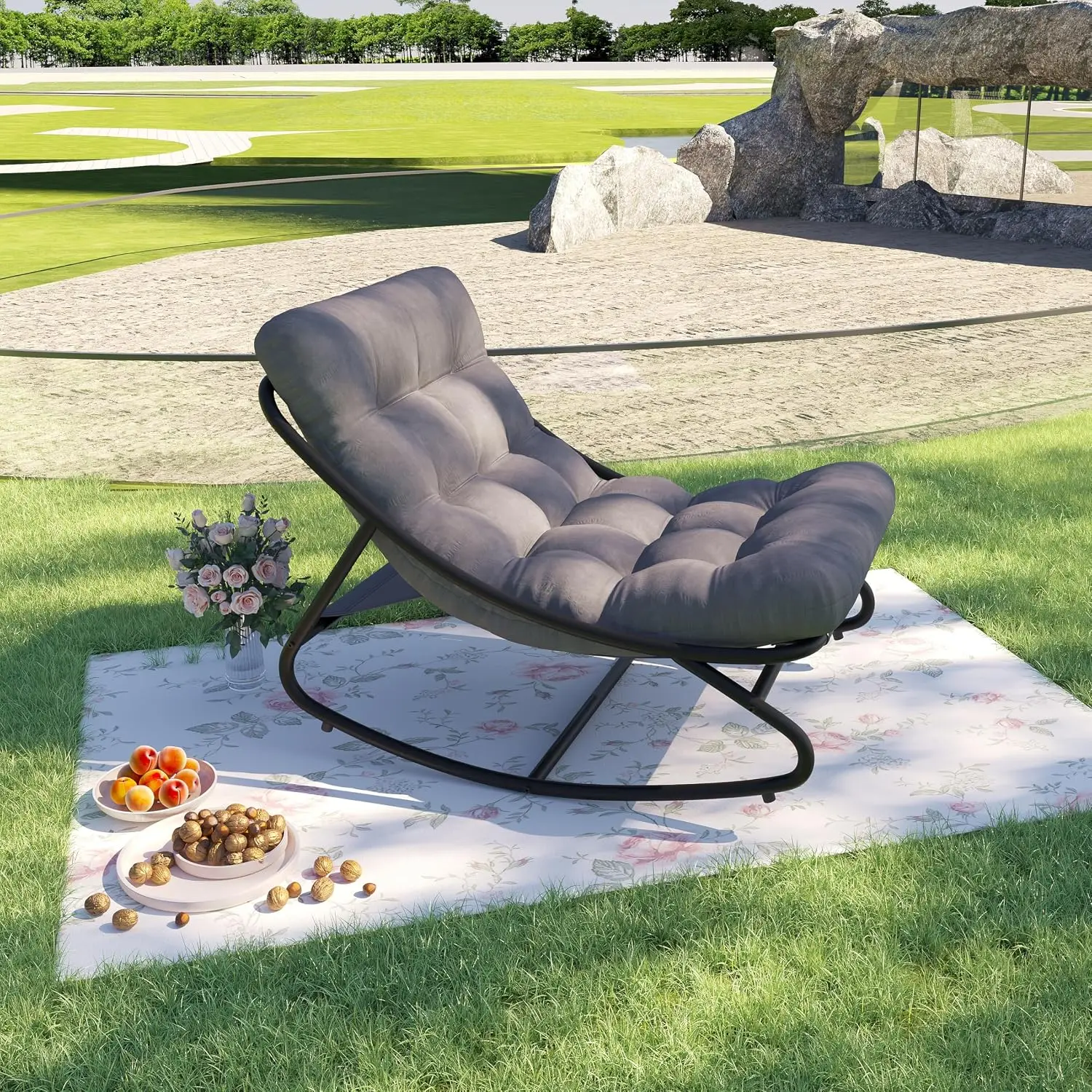 Outdoor Furniture Metal Chairs - Cadeira de balanço para pátio, modelo
