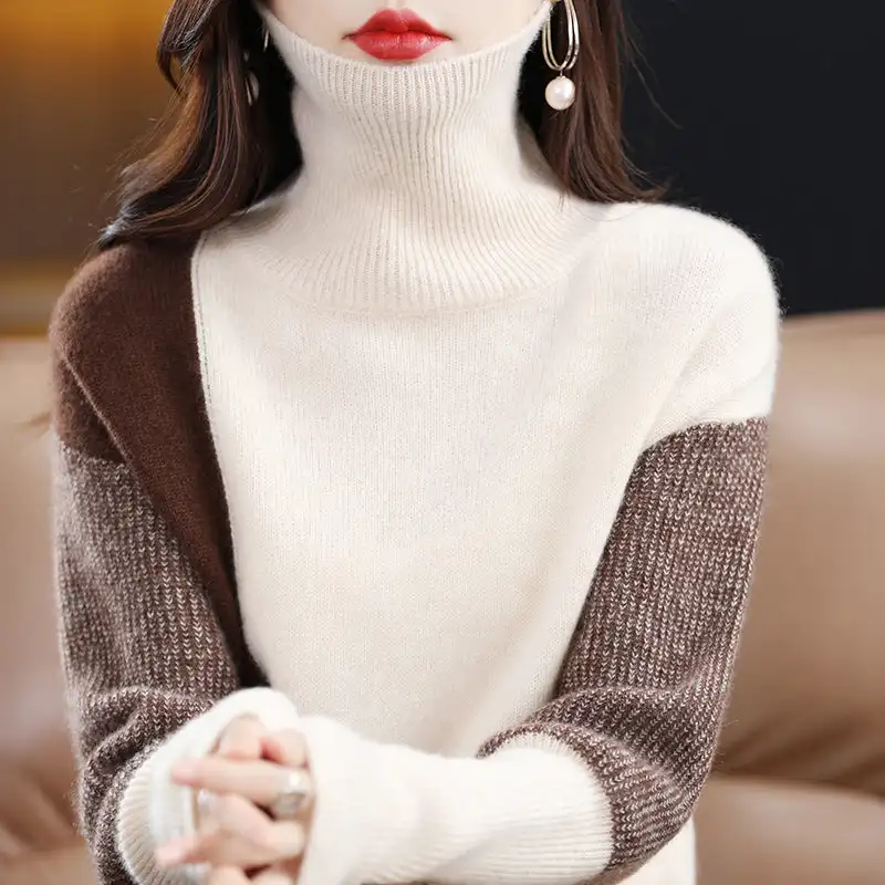 

Женский термосвитер Merino | Экологичный пуловер с высоким воротом | Зимняя теплая тонкая вязка