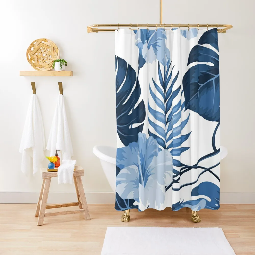 

Blue AND Periwinkle ABSTRACT FOLIAGE Shower Curtain Bathroom And Shower Bathroom Deco Curtain