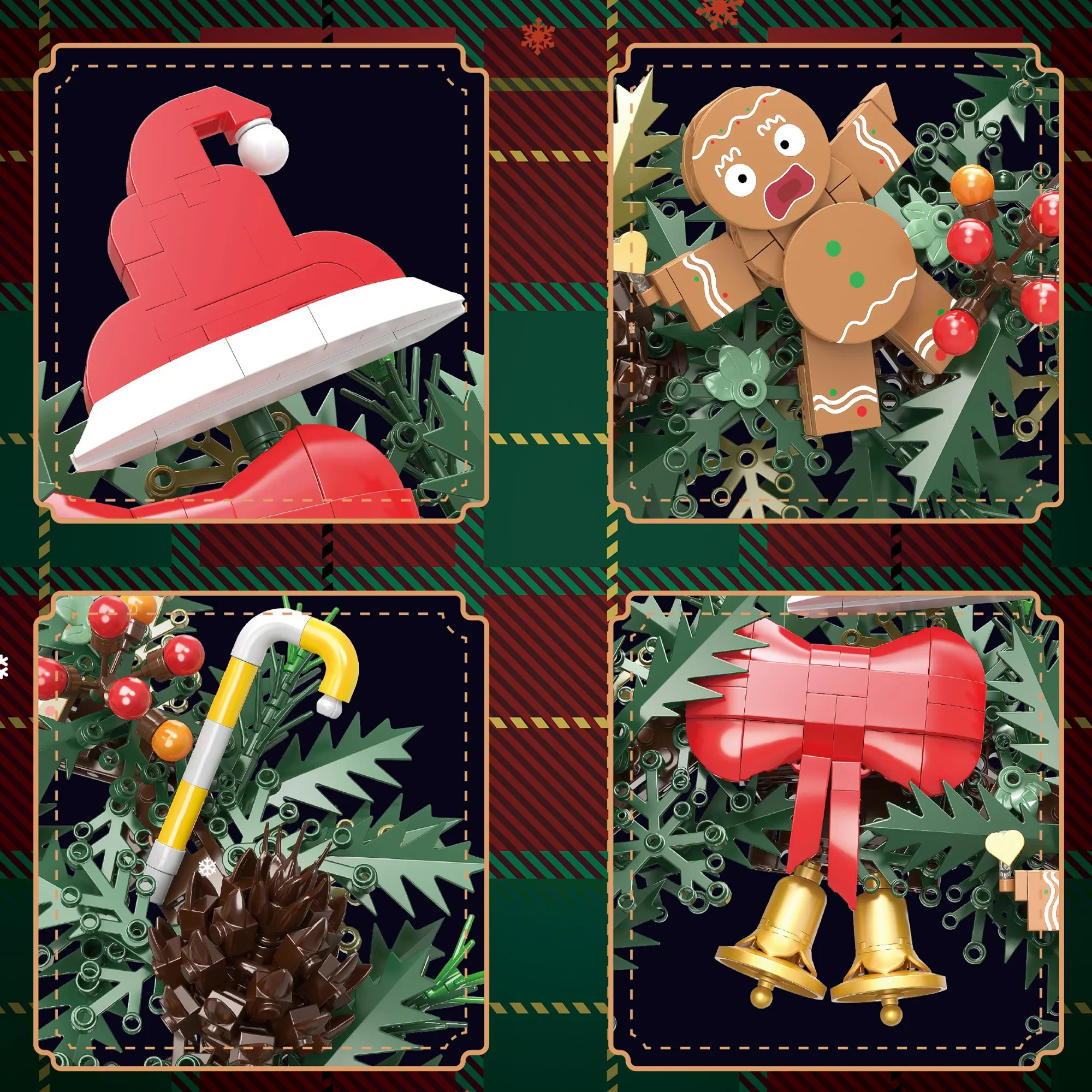1159pcs Christmas Gingerbread Man Wreath Building Blocks Merry Christmas Decoration Bricks Toys for Kids Adults Christmas Gifts