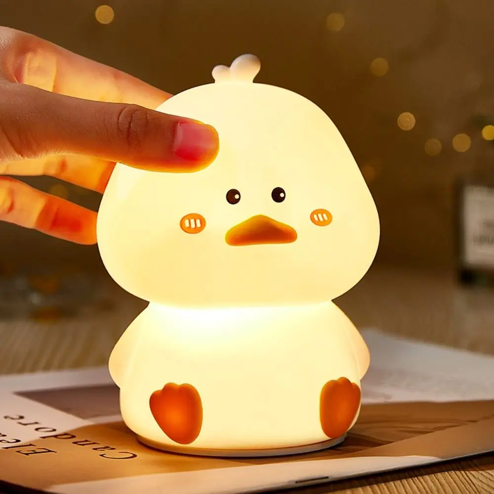 

Bedroom Decor Silicone Duck Patting Lamp USB Charging Cartoon LED Night Light Cute Portable Sleeping Mood Light Bedroom