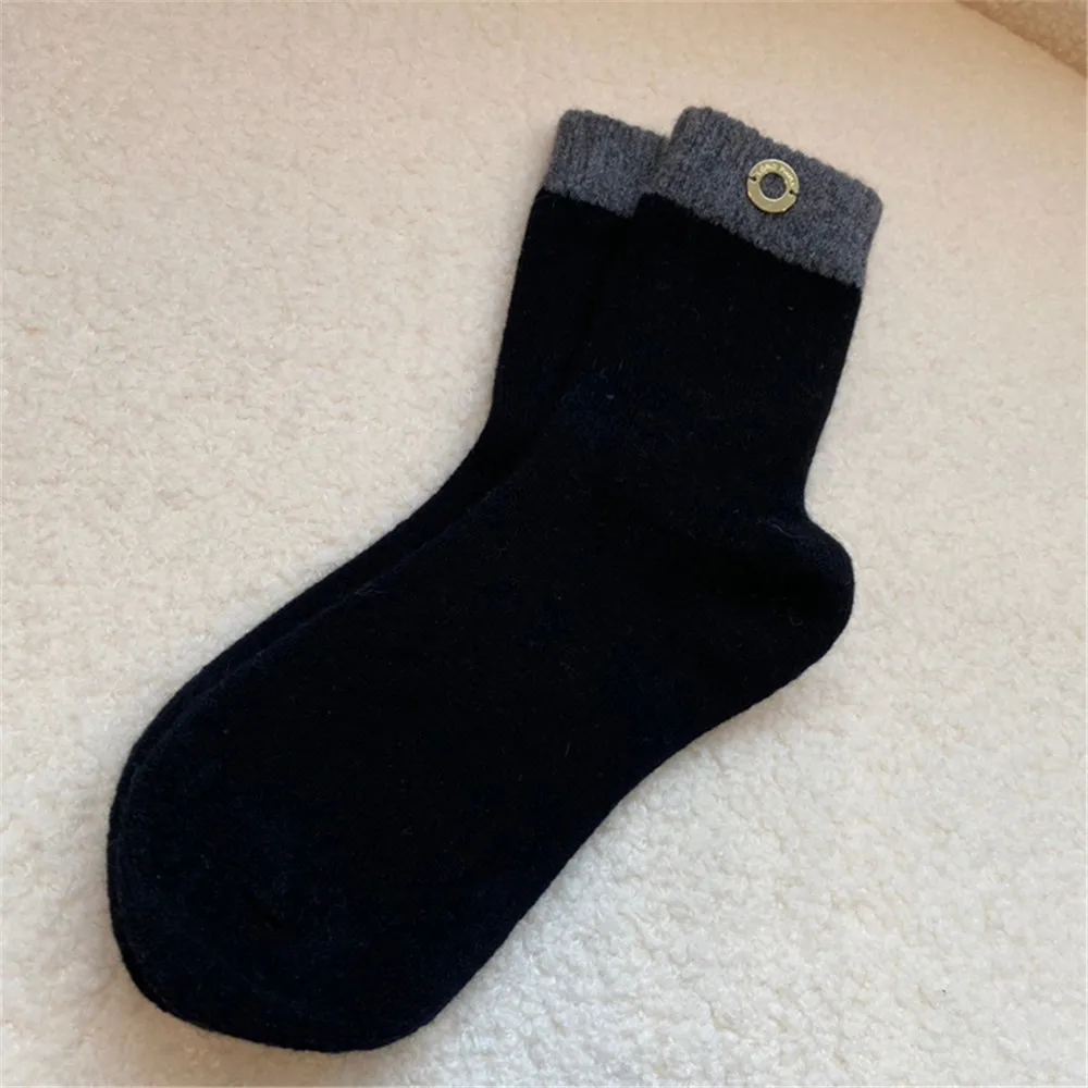 L*P Men And Women 100% Pure Cashmere Warm Socks Winter Thick Mid-Calf Snow Socks Fashionable And Versatile