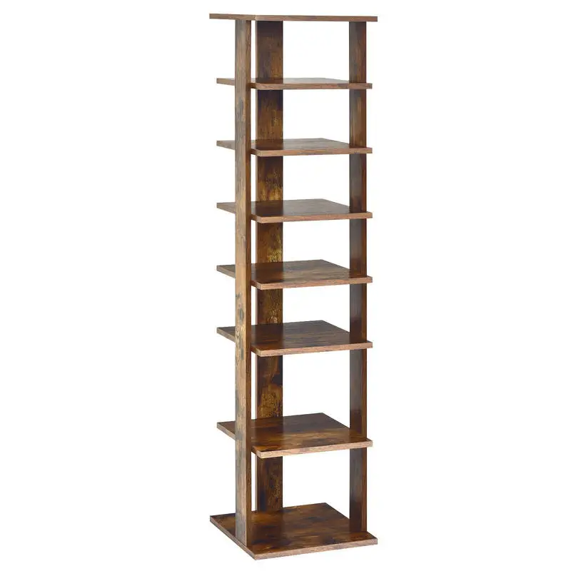 

Wooden Shoes Storage Stand 7 Tiers Shoe Rack Organizer Multi-shoe Rack Shoebox-Rustic Brown