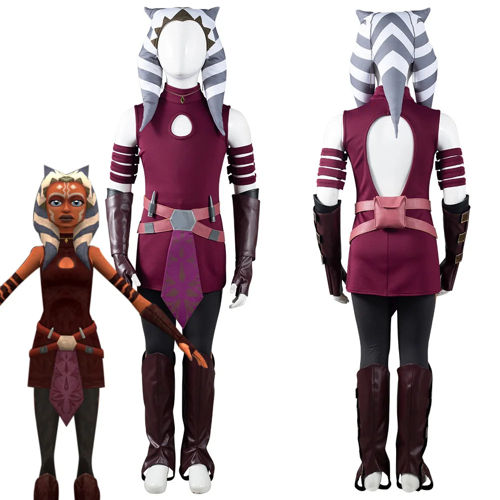 

Kostum Ahsoka Tano Cosplay Clone Wars Topi Celana Atas Anak-anak Kostum Karnaval Halloween