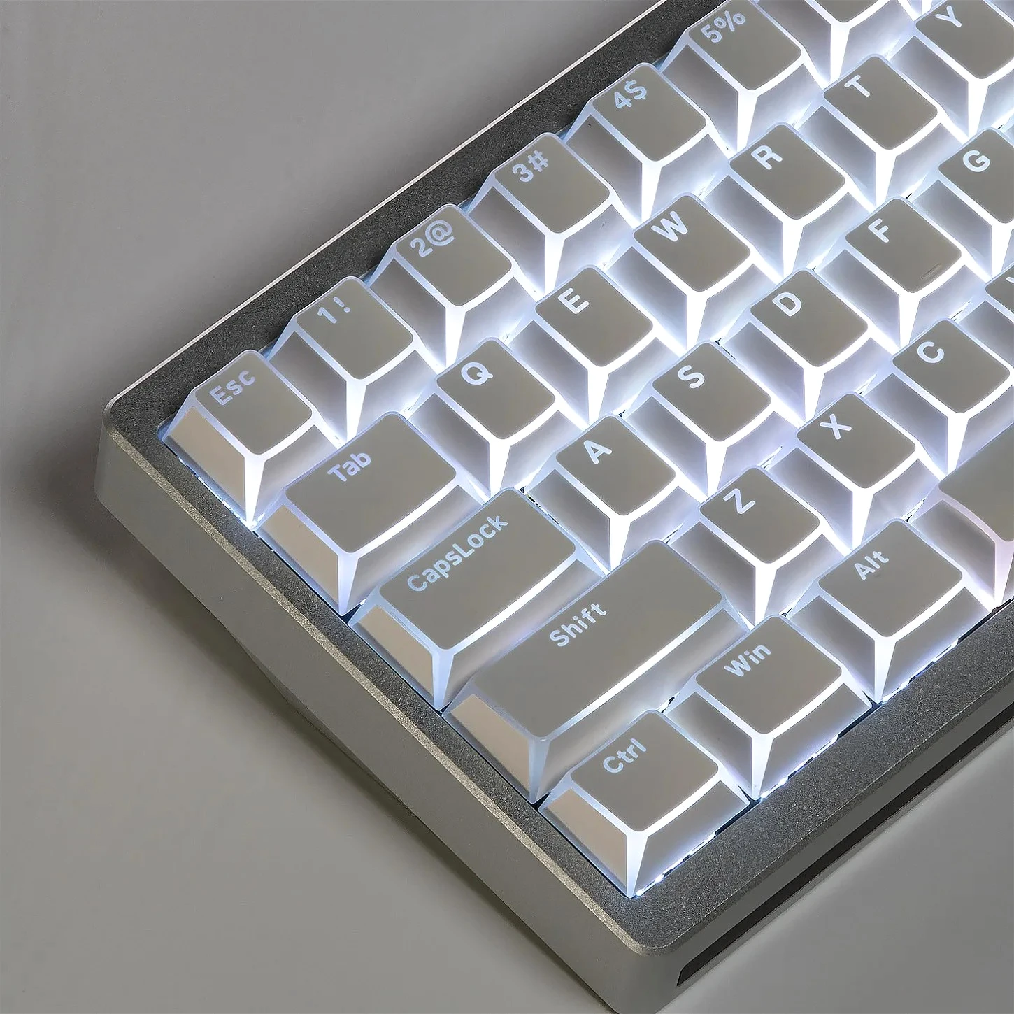 

130 Keys White Fold Shadow Angular Backlit Keycaps PBT Cherry Profile For MX Mechanical Keyboard
