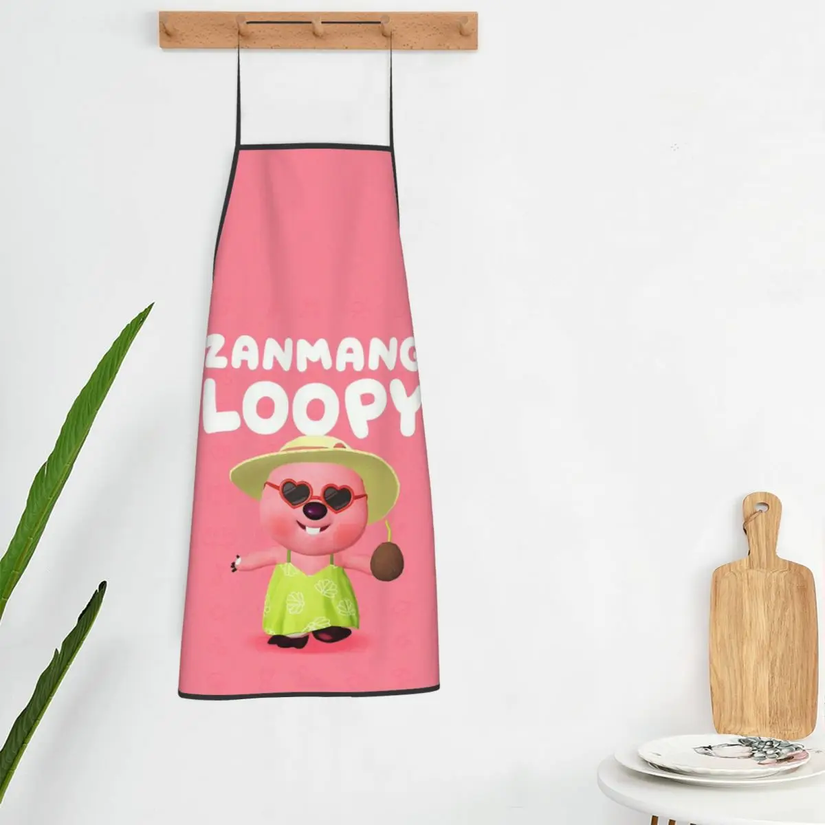 Custom Zanmang Loopy Funny Apron for Women Men Manga Adult Unisex Kitchen Chef Bib Tablier Cuisine Cooking Baking Gardening