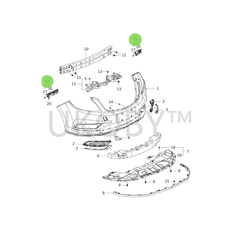 26207663  26207665 Suitable for Bu ic k Left front bumper bracket, bumper suspension ear, front bumper skin fixing component