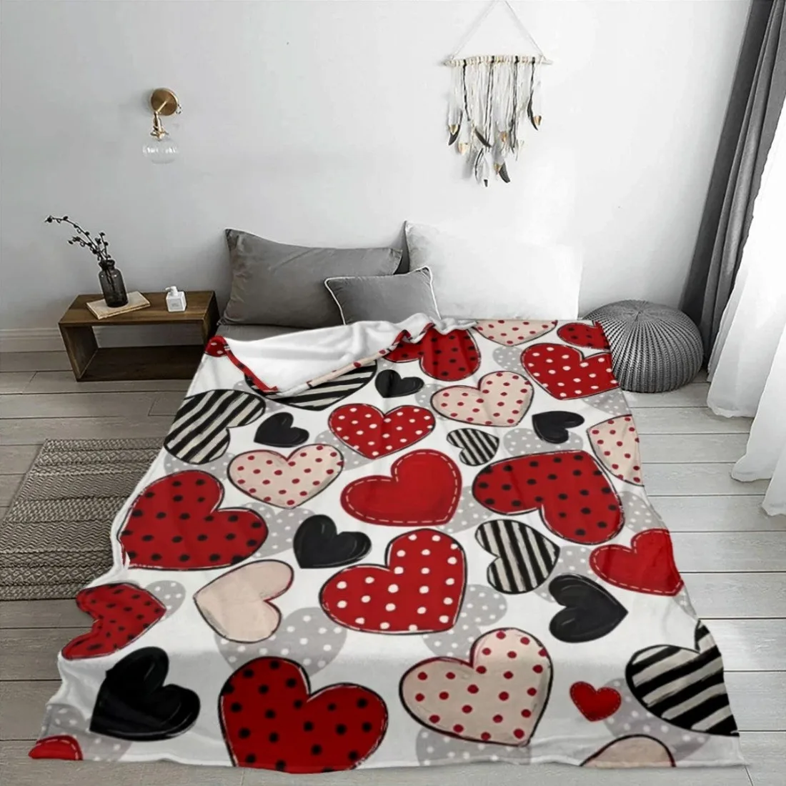 Manta de franela con estampado 2D de varios tamaños, corazones de San Valentín, frase de amor, sofá cama suave y cálido, viaje, Camping, regalo romántico