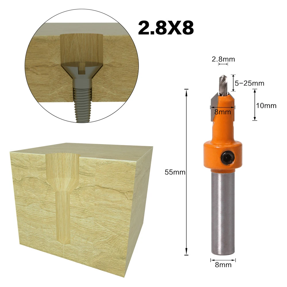 5pcs Countersink Drill Bit Screw Woodworking Chamfer Tool Quick Change Wood Hole Drills Bit Round Shank Timber Plastic Working