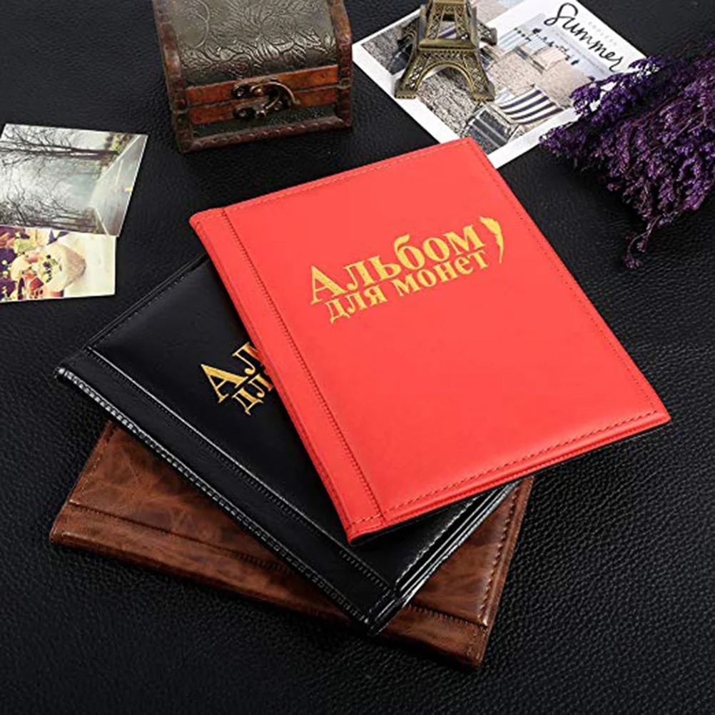 250 Pocket Coin Storage Book Red Artificial Coin Collection Album Holder Gift for Collectors Souvenir