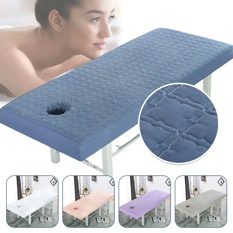

Beauty Salon Massage Bed Thick Quilted Table Fitted Full Cover Table Sheet with Hole Spa Massage Table Bed Cover Bedspread