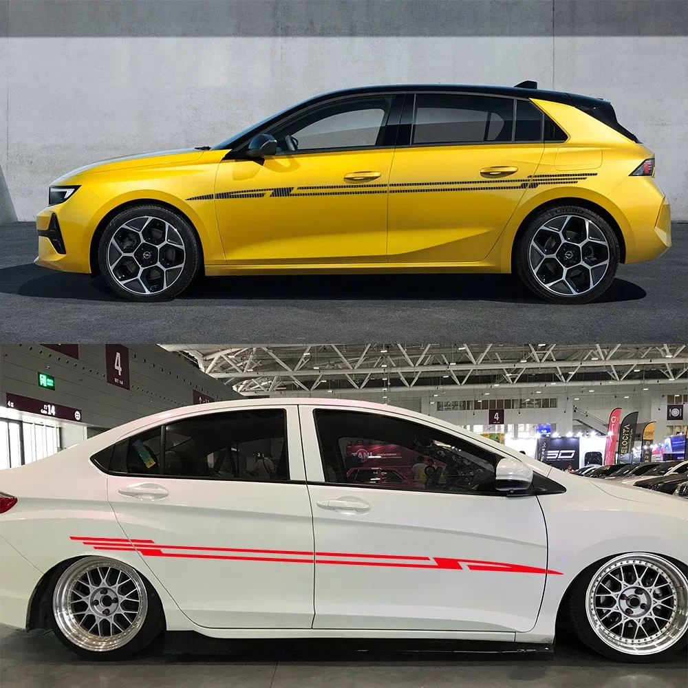 لأوبل أسترا H K J G 2 قطعة باب السيارة الجانب تنورة المشارب ملصقات Z شكل الرياضة التصميم الفينيل فيلم الشارات DIY بها بنفسك اكسسوارات الديكور