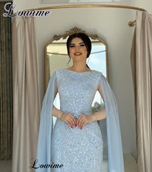 Light Blue Beaded Evening Dresses Mermaid Middle East Simple Wedding Party Dresses Elegant Vestidos De Fiesta Coutures Gowns