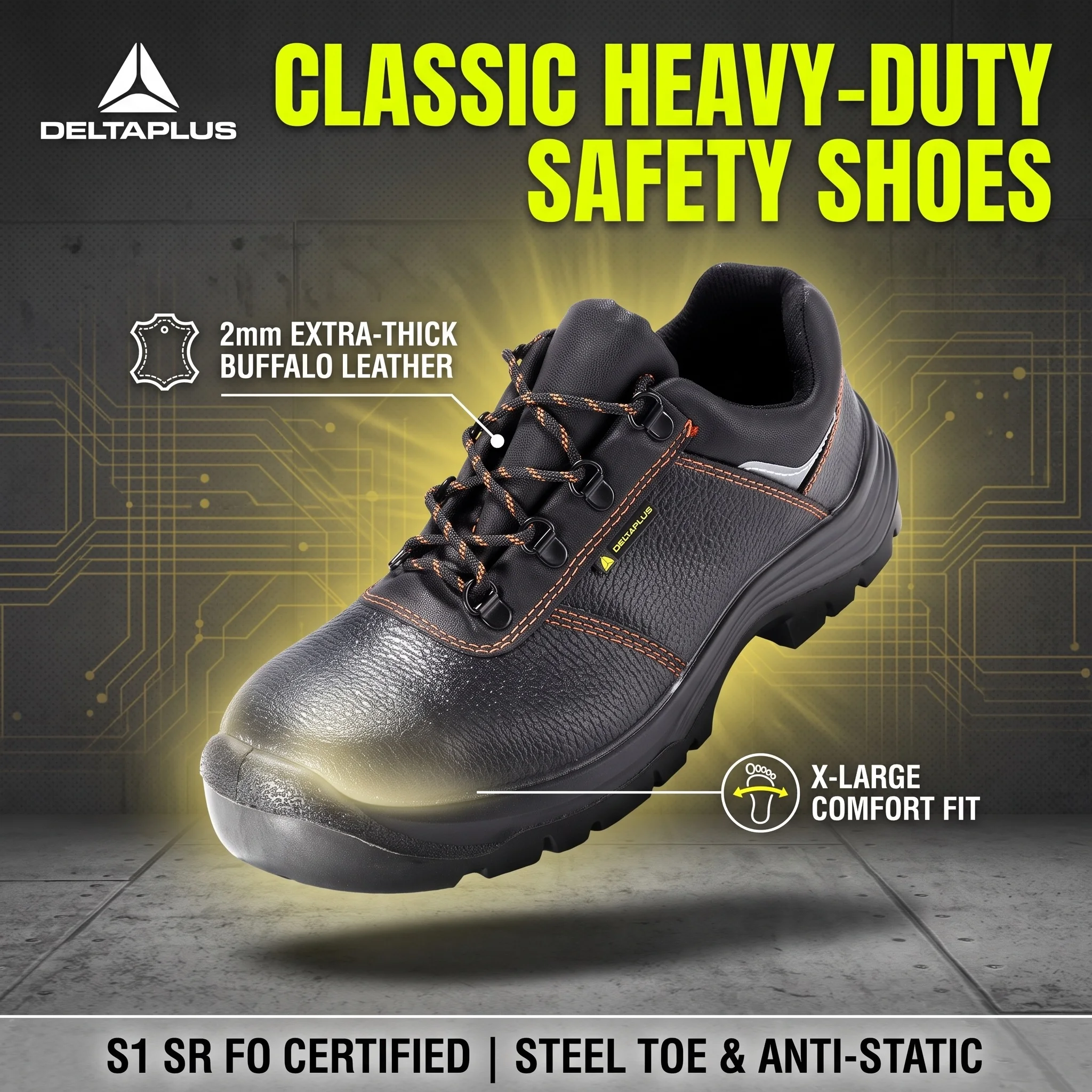 Delta Plus MALIA 3 S1 Zapatos de Seguridad Hombre Piel Botas Trabajo Horma Ancha Ligero Calzado Puntera Acero Antiestático SR Búfalo MALIA3 Laboral Antideslizante y Mujer Ligeros Suela PU