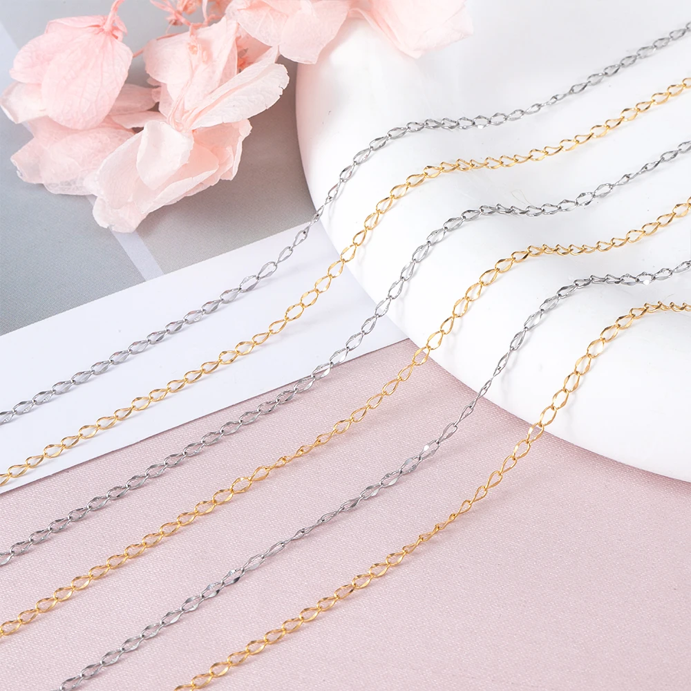 2 meters Stainless Steel Thin Twisted Chain Golden Jewelry Chain DIY Jewelry Making Ladies Necklace Bracelet Making Supplies