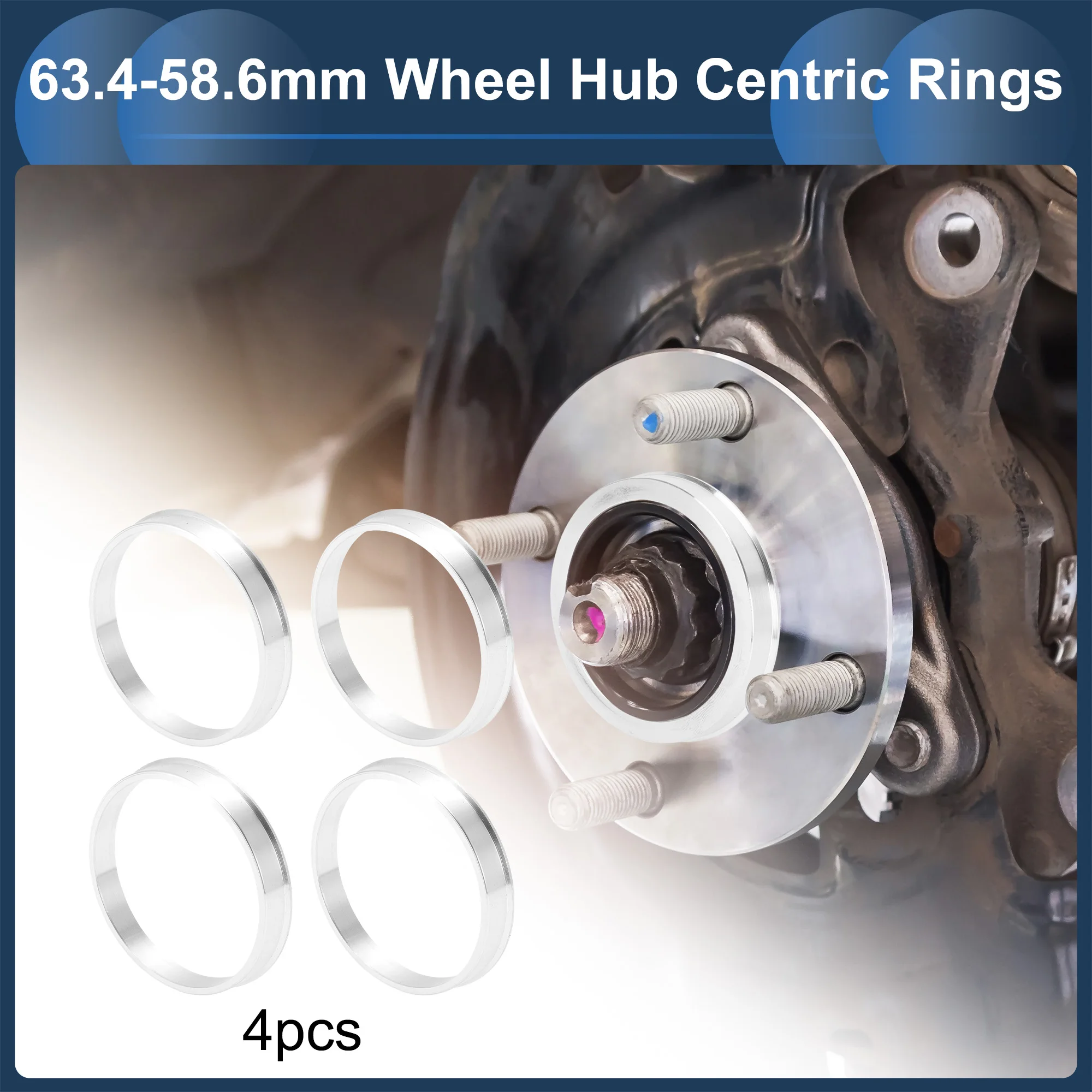 UXCELL 4pcs Car Wheel Hub Centric Ring OD 63.4mm 69.1mm to ID 54.1/56.1/56.6/58.1/58.6mm Wheels Center Shaft Shock Hubrings