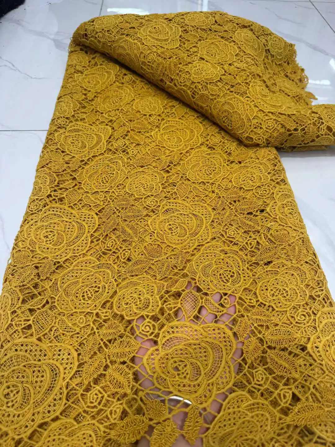 

African Guipure Cord Lace Fabric 2026 High Quality Nigerian French Water Soluble Mesh Lace Fabric For Women Party Dress Sewing