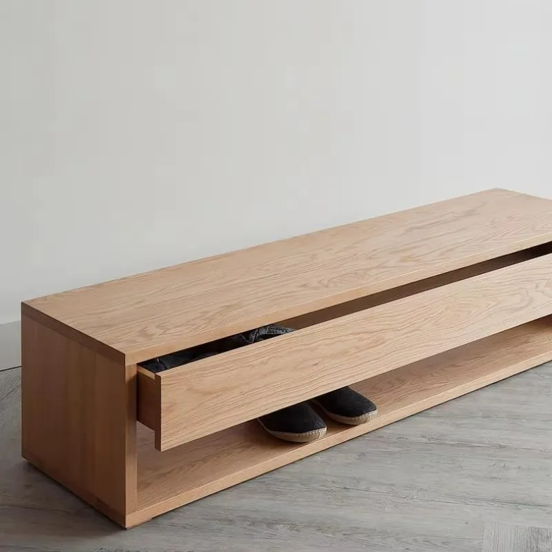 Luxury home shoe stool ottoman solid wood integrated door creative entrance storage solution
