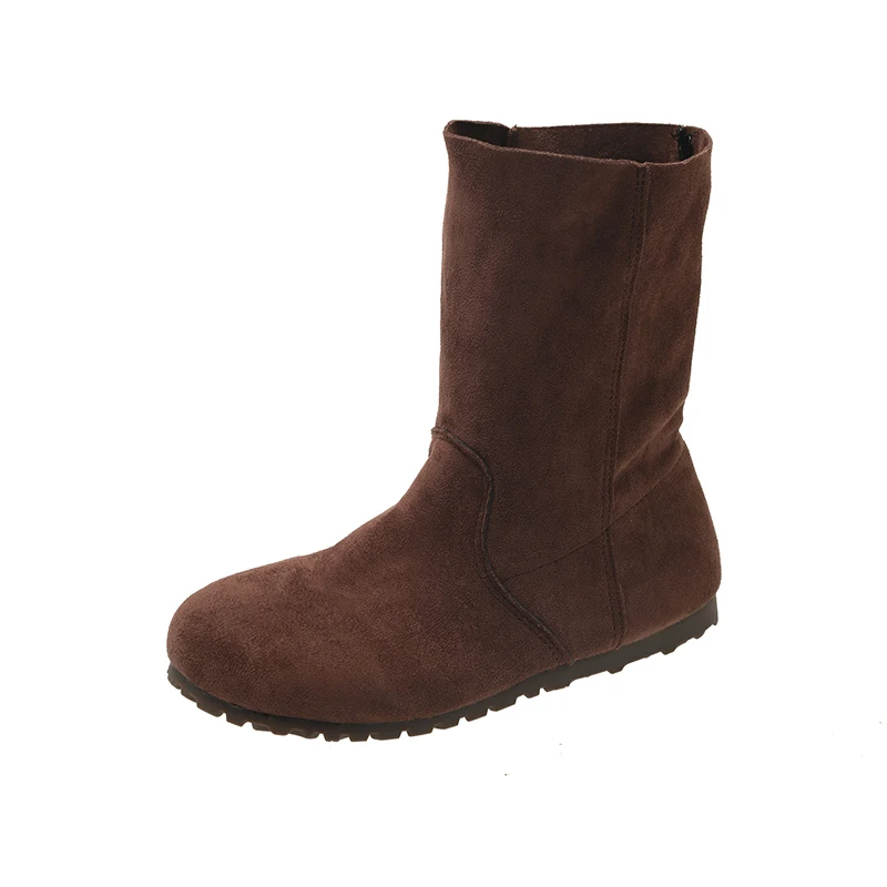 Flats Women's Ankle Boots Suede Casual Cozy Shoes Fashion Dress Woman Short Boots 2025 New Winter Brand Designer Femme Botas