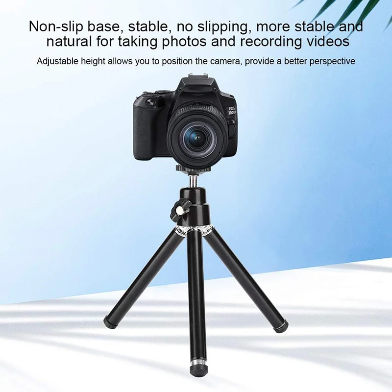 Mini Tripod for Webcam and Cell Phone , Metal Retractable Webcam Stand with Cell Phone Holder, Tripod for Webcam Black