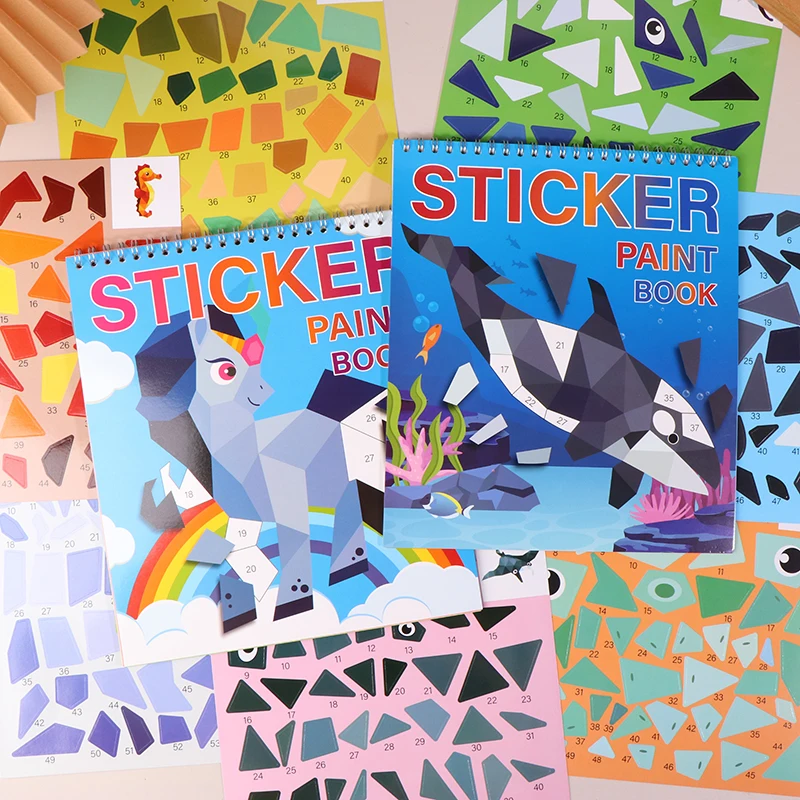 1Kit Sticker Book Crafts For Kids Sticker By Number For Brain Games Gifts Travel Toy