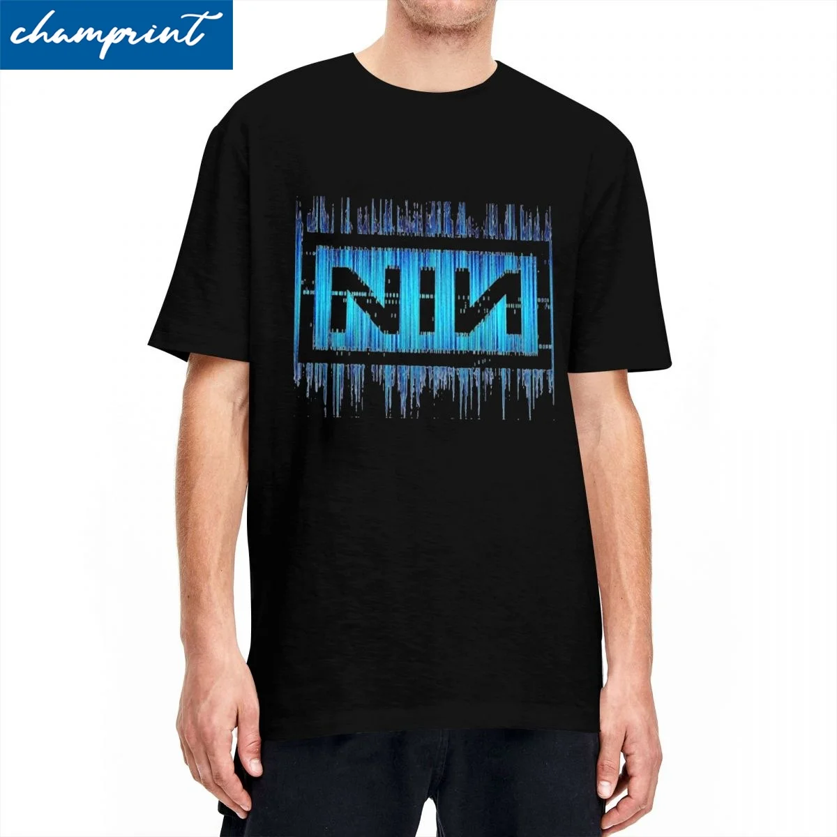 Harajuku Nine Inch Nails Tshirt Men O-neck Short Sleeve Clothes NIN Music Band Cotton Summer Tops Shirts