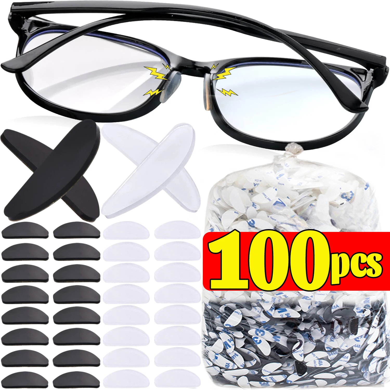 Non-Slip Glasses Nose Pads Invisible Soft Silicone Self Adhesive Nose Pads Glasses Nose Holder Sticker Pad Eyewear Accessories