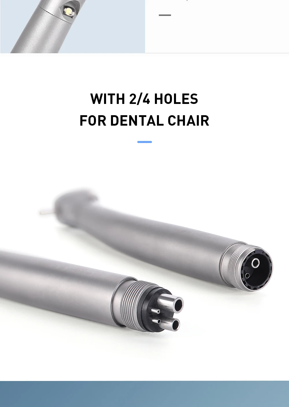2/4 Löcher Dental LED Hochgeschwindigkeitshandstück E-Generator Integrierter Standardkopf Druckknopf 3 Wasserspray JD008A-SP – Detail 9