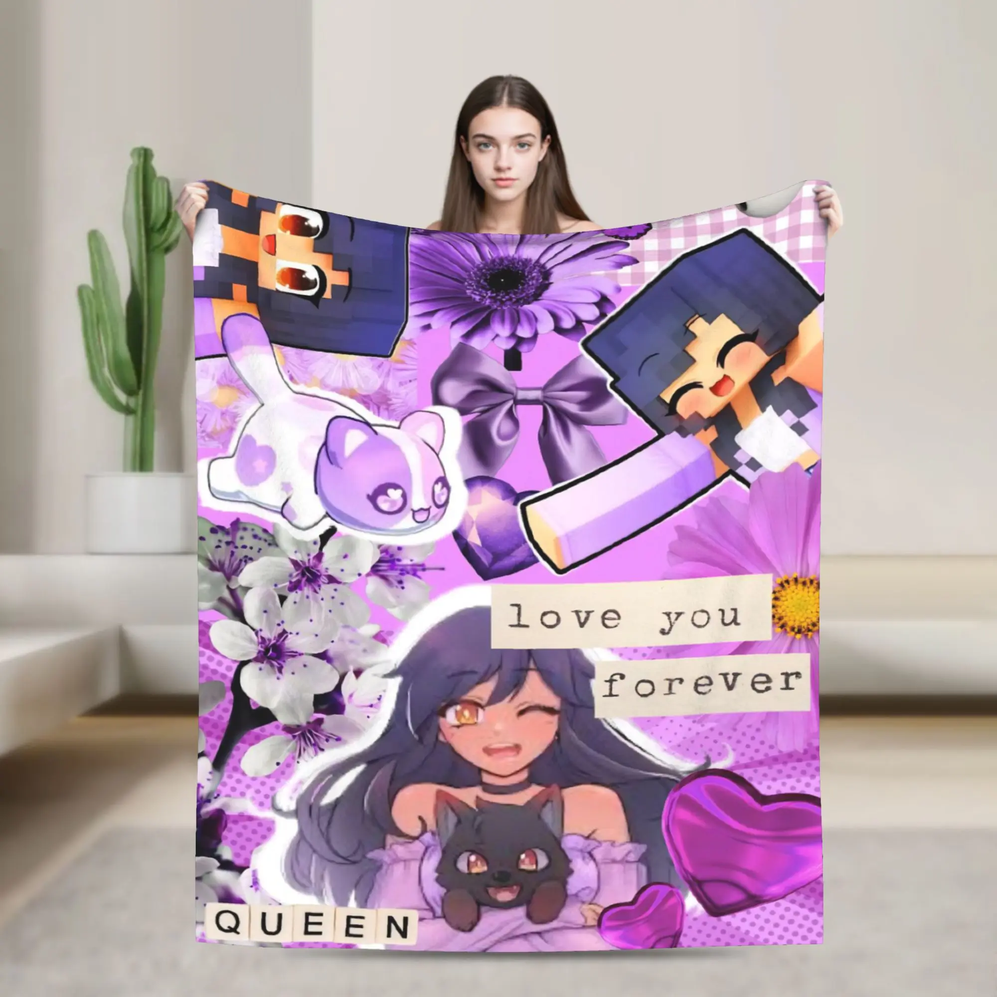 A-Aphmau Cartoon Blanket Warm Cozy Fluffy  Throw Blankets for Bed 50x60 Inch Multi-size Bedspread