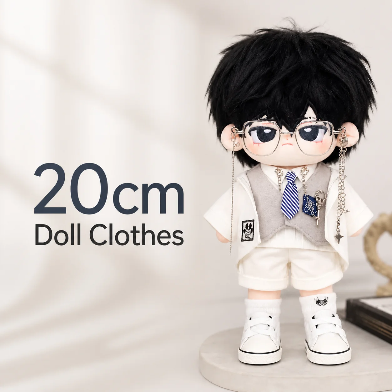 20cm Plush Doll Clothes Set Cool Handsome Suit Uniform Unstyled Casual Replacement Outfit For Stuffed Toy Dress Up Fans