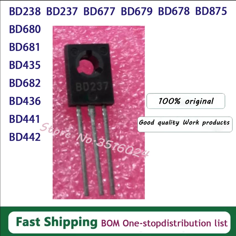 10pcs BD237 BD679 BD680 BD681 BD682 TO-126 BD238 BD677 BD678 BD875 BD435 BD436 BD441 BD442 TO126