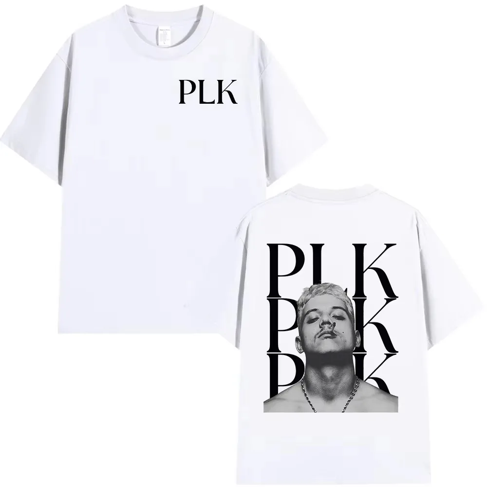 Rapper PLK portrait graphics 100%Cotton music Tshirt Men 2026 New Summer Hip hop unisex ventilate Short sleeve shirt fan gifts