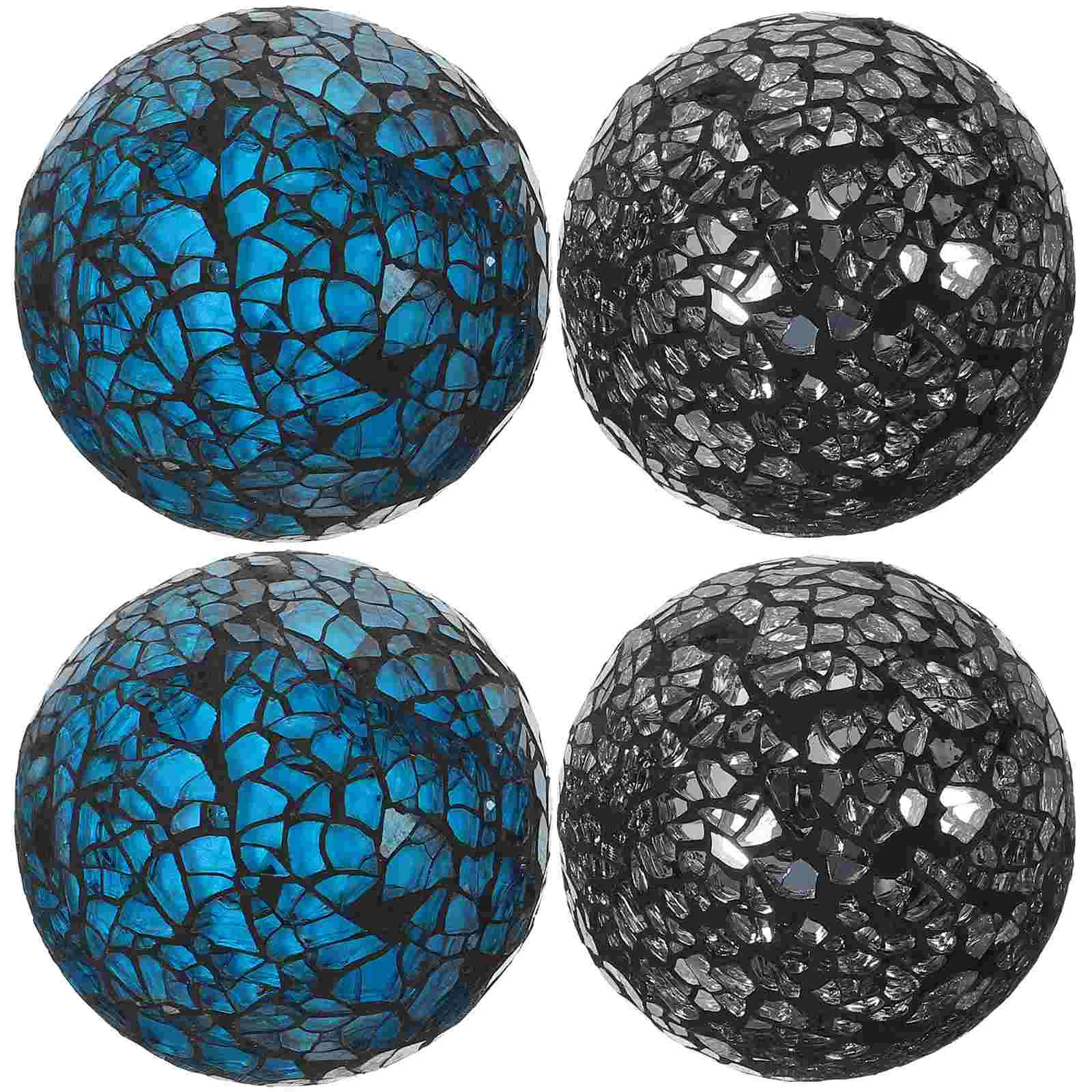 

2 Pcs 3.1 Inch Accessories Golden Silver Decorative Glass Sphere nament Tabletop Decor Elegant Gifts Wedding