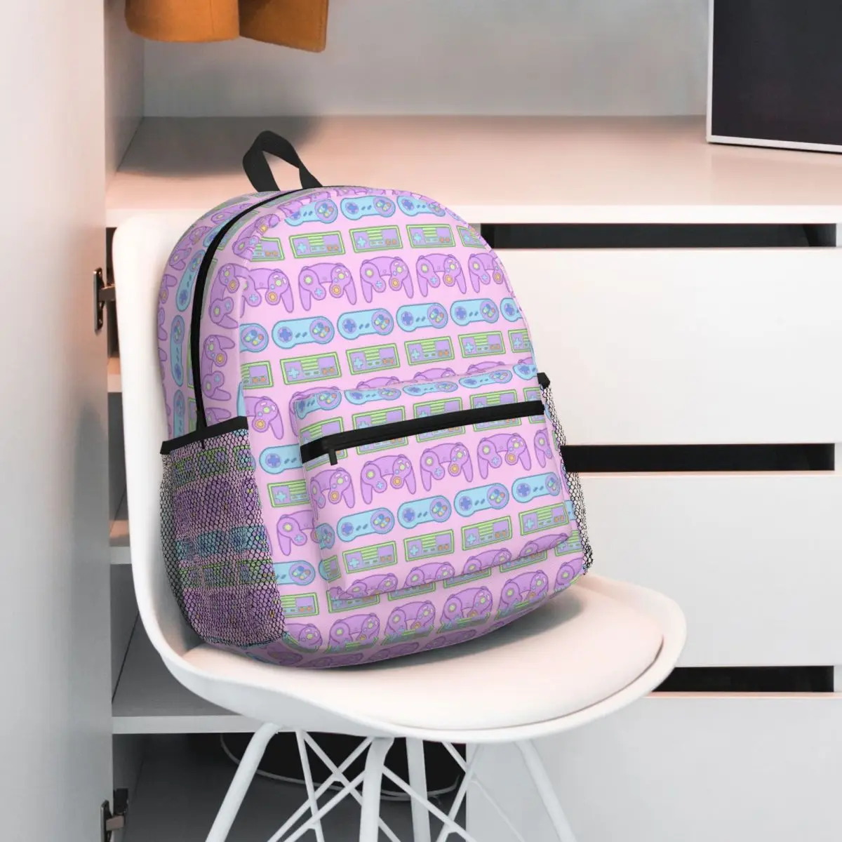 Gamer Controller Nostalgia Video Game Backpack Daypack Large Capacity Boys Girls BookBag School Bag Shoulder Bags for Men Women