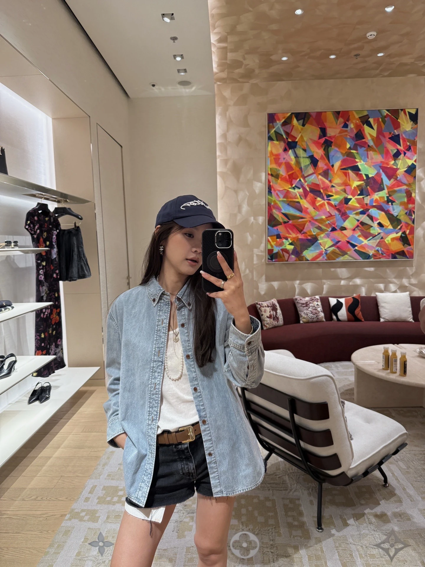 

Waed Denim Miu Tone ey awl Collar Silhouette Women's Cotton Casual Long Sve irt Breathable Comfortable Fit