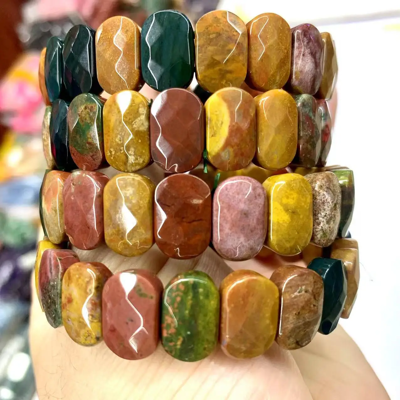 

Ocean Jasper Beads Bracelet Natural Gemstone Jewelry Bangle For Men For Women For Gift Wholesale