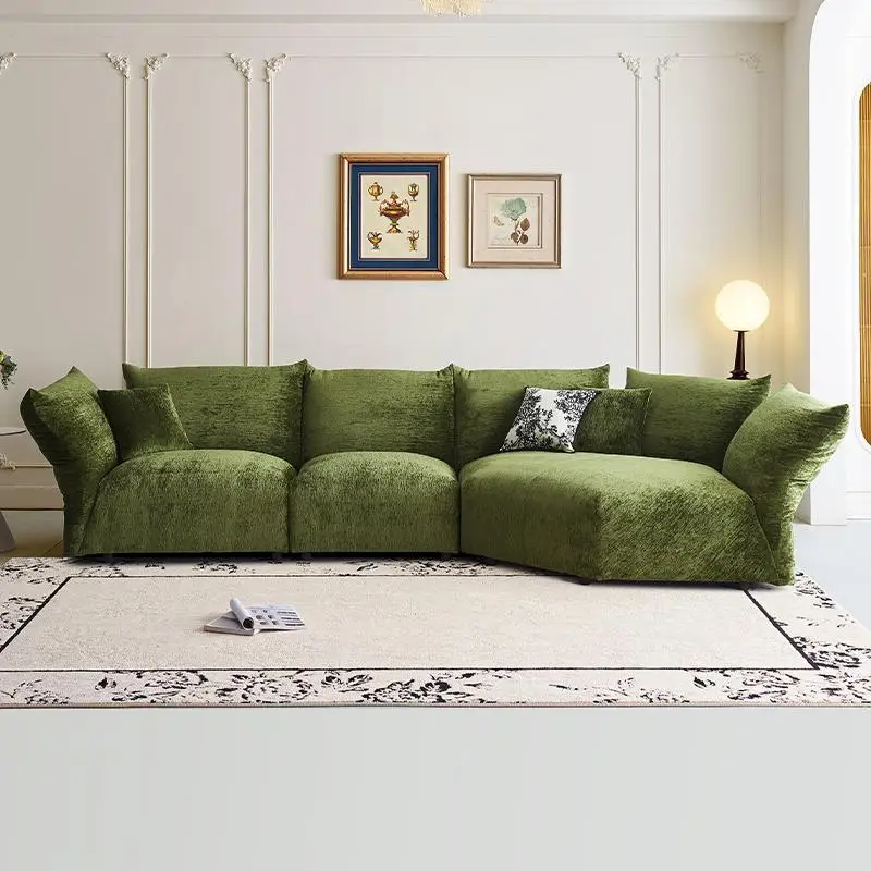 

Internet celebrity petal sofa, metal full hardware steel frame, snowflake retro green large flat layer