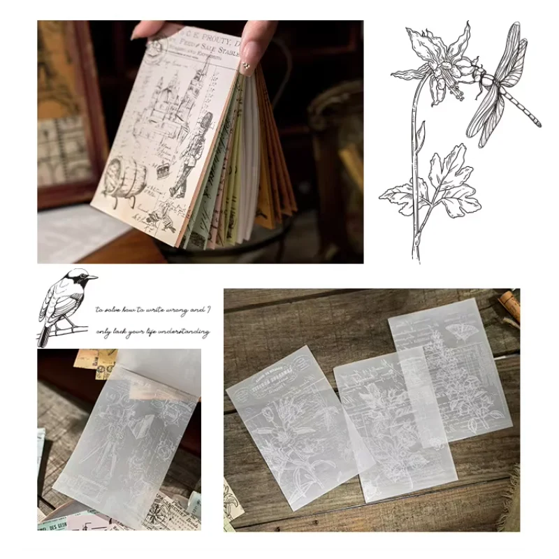 30 Sheets/pack Junk Journal Material Kraft Paper Retro Mange Series Vintage Scrapbooking Diary DIY Decorative Backing Paper