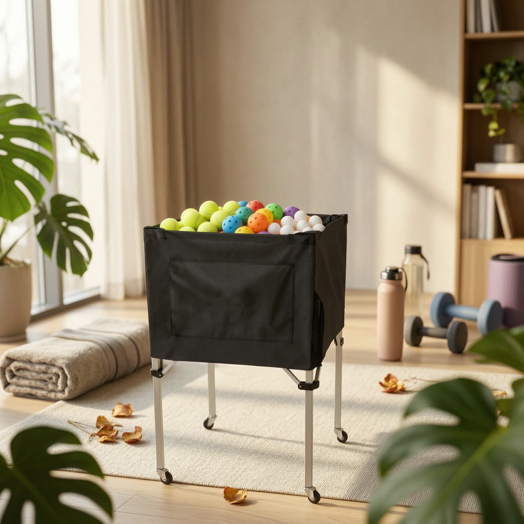Sports Equipment Cart - Ball Storage Cart Wheeled Folding Ball