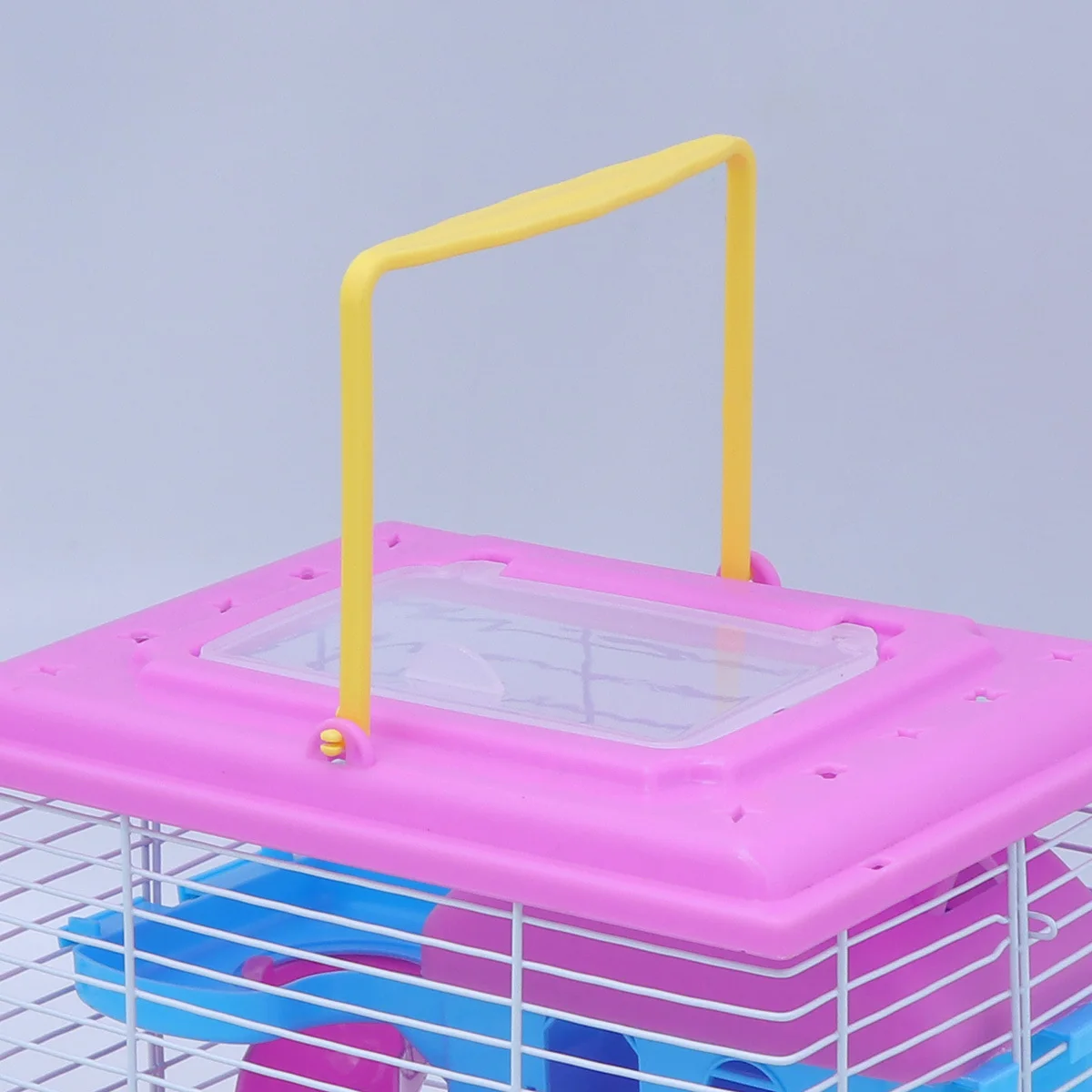 

Hamster Cage Pet Double Layer Design Running Wheel Leakproof Water Jug No Harm to Pets Pink Acrylic Material