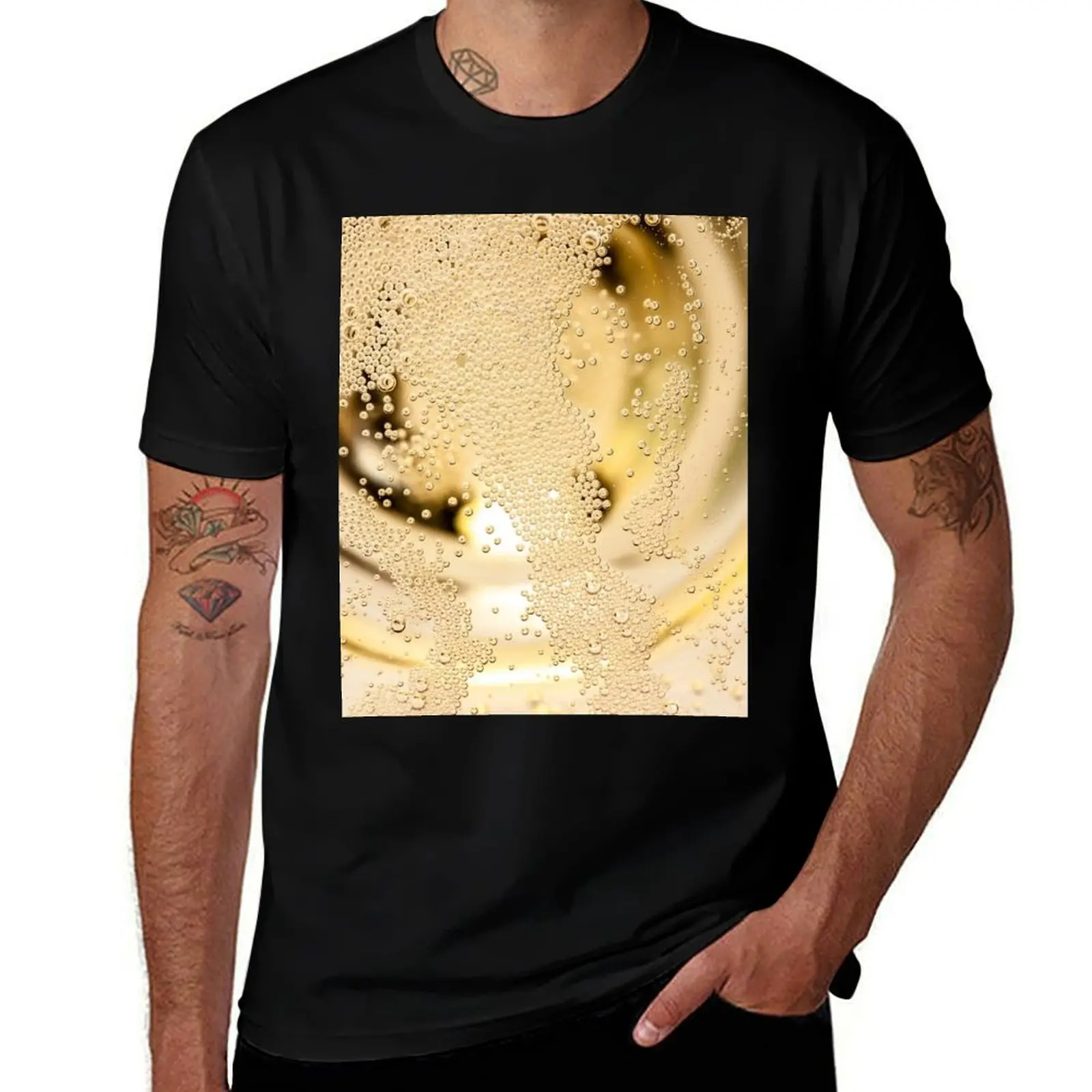 

Bubbles and sparkles - wine glass. T-Shirt T-shirts man anime shirt customizeds graphics t shirts men