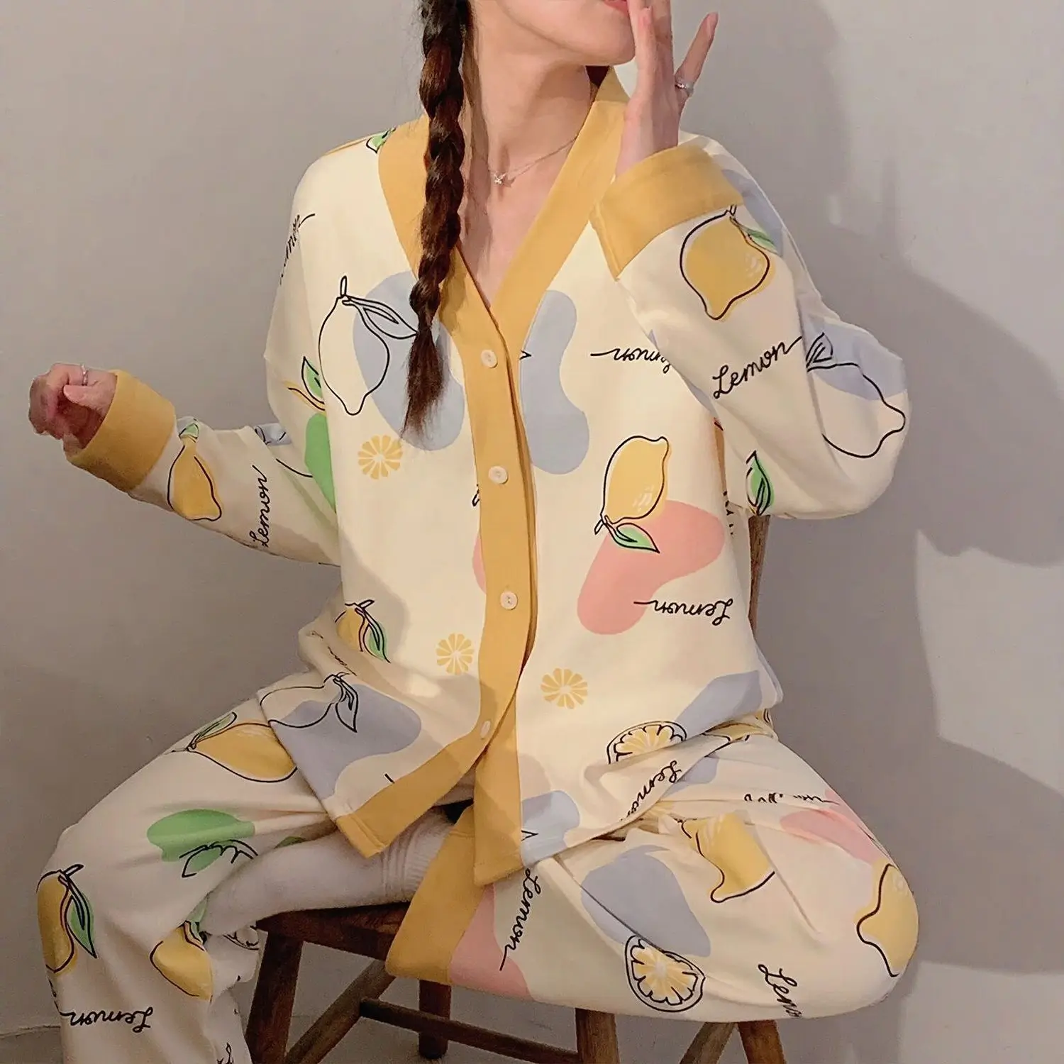 Women's Pajamas Set Spring Pyjamas Long Sleeve Pants Sleepwear Casual Pijama Ladies Nightwear Home Clothes 2 Piece New Arrival