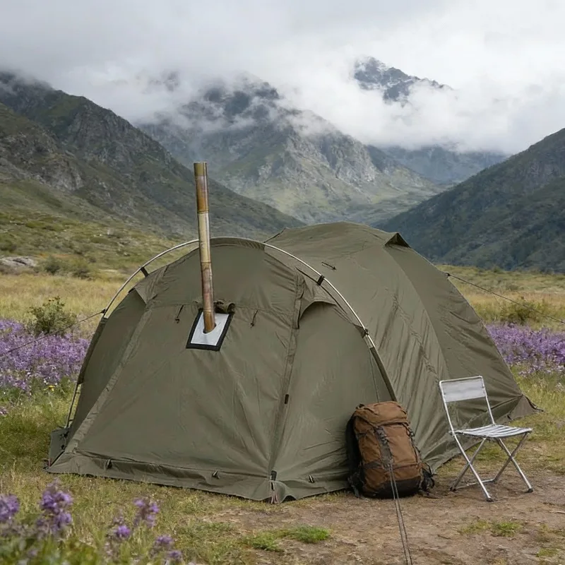 

YTYIN Large Outdoor Double-Layer Tunnel Tent For 4-8 People One Bedroom And One Living Room Oxford Fabric Camping Tent