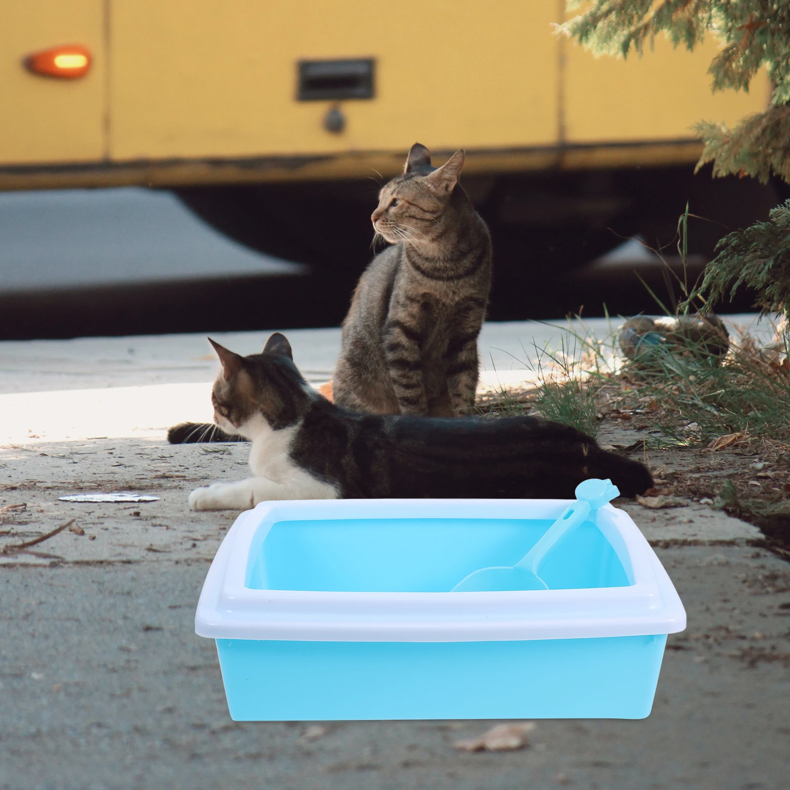 

Portable Semi-Closed Cat Litter Box Open ABS Tray Anti-Splashing Pet Toilet for Kittens Small Cats Puppy Litter Pan
