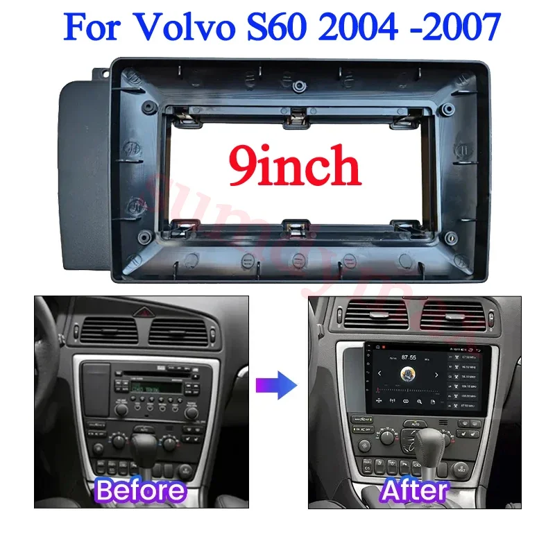 

9-дюймовый большой экран 2 Din android Автомобильная рамка для Volvo S60 v70 xc70 2004-2007 автомобильная панель Комплект крепления приборной панели