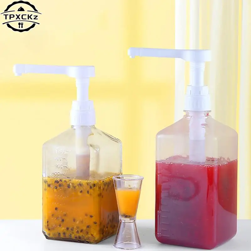 1600ml Coffee Syrup Dispenser Multi-Function Kitchen Honey Sauce Ketchup Bottle with 5/8CC/10CC Pump Scale Syrup Drip Dispenser