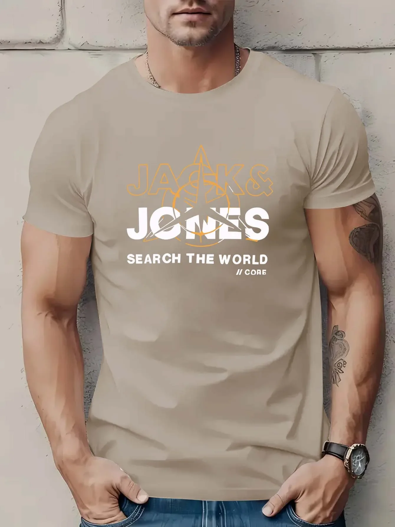 2025 Men'S Summer Geometric Pattern Letter Short Sleeve Fashion Street Casual T-Shirt image 6