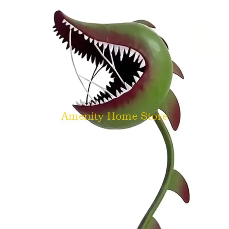 F26C Iron Art Carnivorous Plant Garden Insert Weatherproof Hand Painted Iron Monsters Plant Stake for Outdoor Use