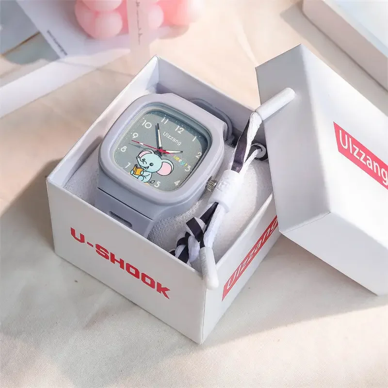 2024 Without box Cute Silicone Popular Watch Trend Style Luminous Sports Student Square Strap High Aesthetic Watch